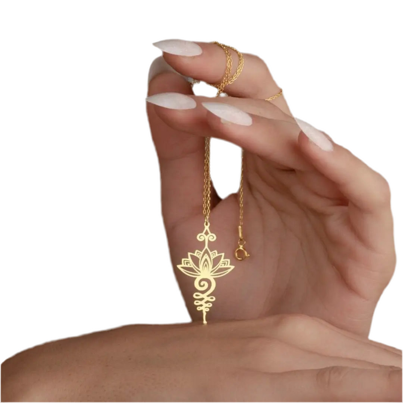 Colar feminino banhado a ouro 18k yogazen flor de lotus