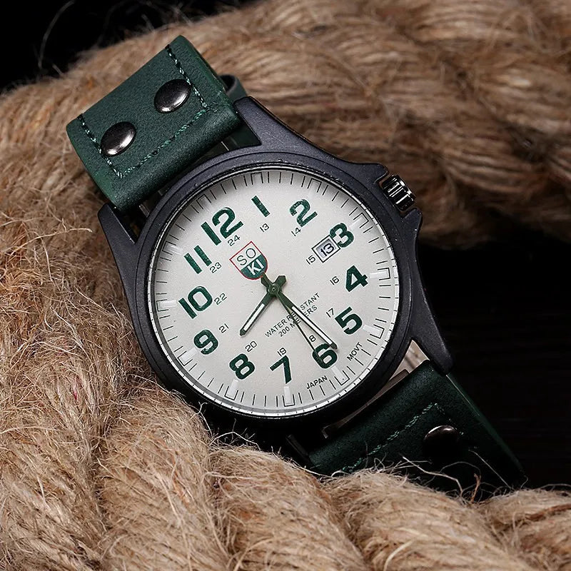 Relógio masculino clock em quartzo com pulseira em couro