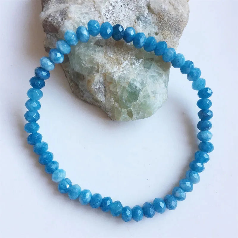 Pulseira blue angel em pedra natural jade