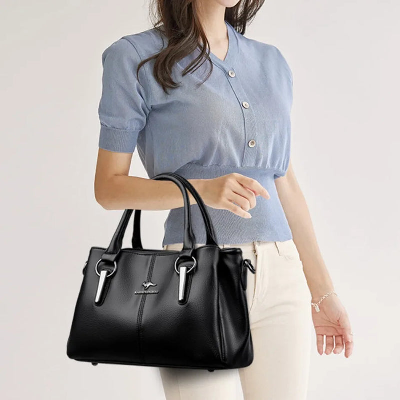 Bolsa feminina tote layers em couro