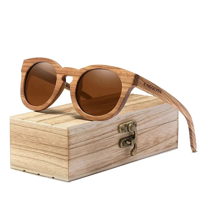 Óculos de sol masculino natural wood com lente polarizada